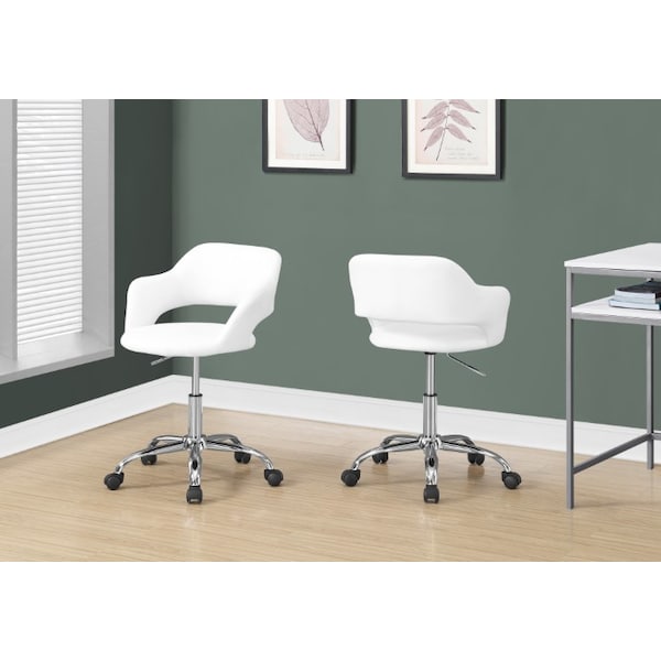 Office Chair, Adjustable Height, Swivel, Ergonomic, Armrests, Computer Desk, Work, Metal, White